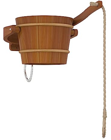 Saunainter Cubo de ducha para sauna, 18 litros, montable, recarga automática, accesorio de terapia de agua fría (cedro)