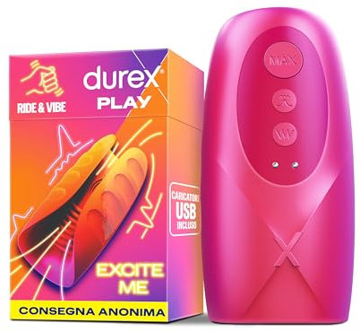 Durex Masturbatore Uomo, Vibratore in Silicone, Sex Toy Morbido e Waterproof, Facile da Pulire, 3 Modalità Effetto Bocca, 7 Modalità di Vibrazione, Caricatore USB Incluso