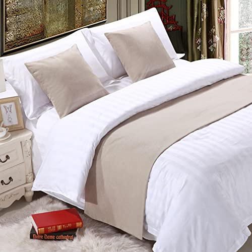 HLASMSPE Camino de cama de lino para decoración y protección de ropa de cama, color sólido, manta de cama, bufanda, colcha para hotel, dormitorio, hogar, beige, 50 x 260 cm para cama de 2 m