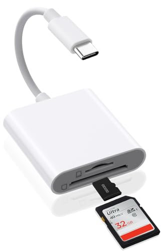 AXFEE Lector Tarjetas SD USB C,Tarjeta SD y Micro SD Ranura, Lector de Tarjetas de Memoria SD Plug and Play,para iPhone 15/16/iPad/MacBook/Mac/Cámara (USB C Port)