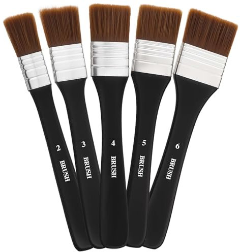 5 Stück breite, flache Pinsel, Kunstpinsel für Acrylmalerei, weiche Malpinsel, verschiedene Größen, Bastelpinsel, Nylon-Chip-Pinsel, Künstler-Lackpinsel, Kunst-Pinsel-Sets für Öl, Leinwand, Gesso