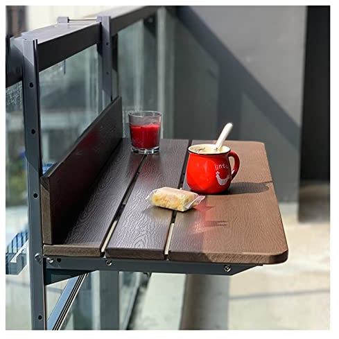 JXIPANUL Balkon-Hängetisch, Faltbarer Balkon-Stehtisch für Geländer, klappbarer Decktisch für den Außenbereich, Verstellbarer Hängedeck-Tisch für Terrasse, Garten/Table De Loisirs/60 x 37 c