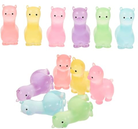 JINJUMEI 12 Pezzi Figurine Di Alpaca In Miniatura In Resina Piccolo Alpaca Glow Nelle Figure Tiny Alpaca Glow nelle Figure Scure Figure Luminose Alpaca Simpatiche Animali Decorazione da Giardino