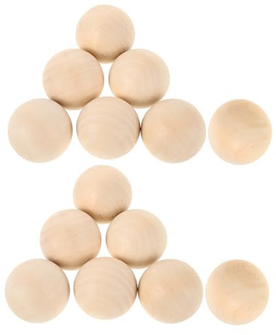 VANZACK 15 Stück Hockeyball aus Holz kleine Holzkugeln Streethockeybälle Mini-Hockeybälle Bastelball Rollhockeybälle hölzern Beige