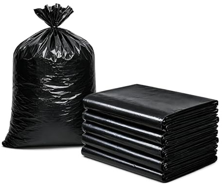 Paquete de 50 bolsas de basura extra grandes de 100 L, color negro, bolsas de basura de plástico de 80 x 100 cm, bolsas de basura resistentes para jardín, hogar y oficina y hotel