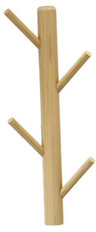 Angoily Porte-manteau Mural Bois Massif Patères Murales Simples et Robustes Crochet Suspendu pour Chambre et Entrée Rangement sans Perçage Support Serviette Pratique
