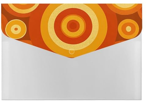 Cartella portadocumenti a fisarmonica in stile retrò audace circolare arancione giallo e arancione espandibile, organizer per documenti, per ufficio e scuola, formato A4