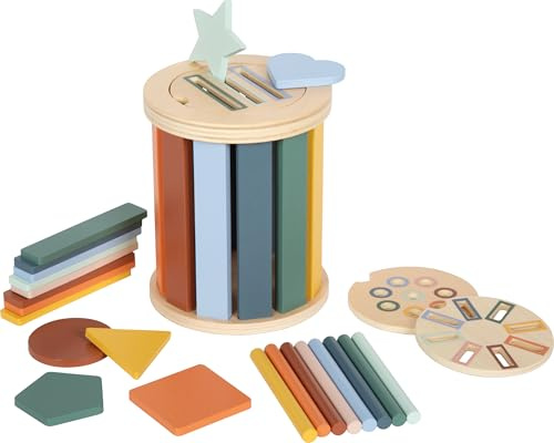 Small Foot Jeu de tri Montessori avec Tambour, en Bois certifié FSC® 100%, Jeu d'assemblage pour Enfants à partir de 1 an, 12816, Coloré