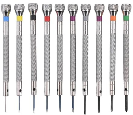 EpheyFIF Set di cacciaviti per orologiaio, 10 pezzi, cacciavite per riparazione occhiali, 0,6-2,0 mm