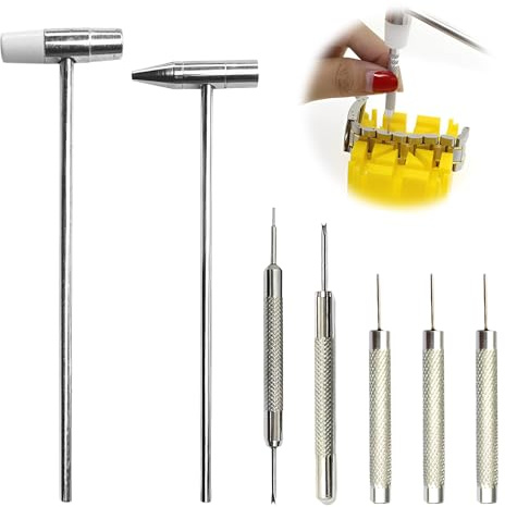 VEOIRXU 2 Piezas Mini Martillo Con 5 Accesorios de Reparación Martillo Pequeño de Doble Cabeza Ligero de Plástico Con Cabeza de Metal Para Joyería Instrumentos Musicales Manualidades Relojes