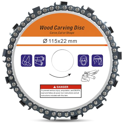 1 disco abrasivo de madera de 115 x 22 mm, 【4,5 pulgadas (115 mm)】Tamaño de la hoja: 22 mm (7/8); Diámetro: 115 mm (4,5 pulgadas); Velocidad máxima (rpm): 13000; Grosor de la cadena: 0,5 cm