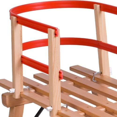 Schlittenlehne für DAVOS- Schlitten mit roten Schutzkappen