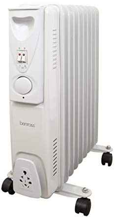Benross 41960 Portable 9 Fin Oil Filled Radiator/Adjustable Thermostat/Automatic Overheat Protection/Cool Touch Carry Handle / 2000W / White