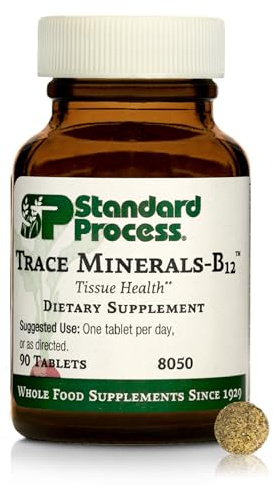 Standard Process Trace Minerals-B12 - Thyroid & Cell Functioning Support with Iodine, Zinc & Copper - Cartilage & Bone Health Aid - Non-Dairy & Non-Soy - 90 Tablets (90 Servings)