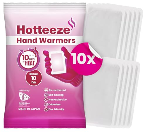 Hotteeze Hand Warmers – Air-Activated Disposable Hand Warmer Packets for Gloves & Pockets, Up to 10 Hours Warmth, Odourless, 10 Pack