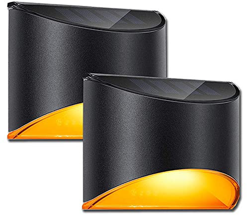 LeiDrail Solar Fence Lights LED Garden Lights Waterproof Solar Wall Lights Outdoor for Patio Gate Yard Warm White 2 Pack