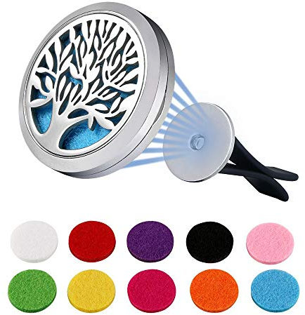 Vicloon Car Essential Oil Diffuser,Car Air Freshener Magnetic Combinative Natural Freshener 2 Feet Clip and 10 Refill Felt Pads for Office, Room or Other Indoor Places