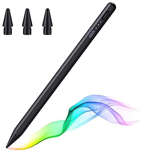 ESR Stylus Pencil for iPad 9th/10th Generation, iPad Pencil with Tilt Sensitivity, Palm Rejection, Stylus Pen Compatible with 2018-2022, Pro 12.9/11 Inch, Air 5th/4th, Mini 6/5, Black