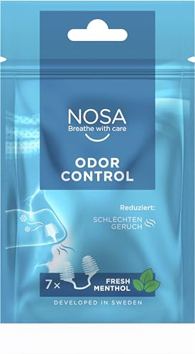 NOSA odor control | Bouchon de nez | Eviter les odeurs désagréables | Design unique | Discret | Contrôle des odeurs | Senteur fraîche de menthol | Facile à respirer Lot de 20 x 7 |