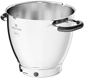 Kenwood Cooking Chef 6.7L Bowl KAB90.000SS, Edelstahlschüssel mit Griffen, Spülmaschinenfest, Interne Skala, Kompatibel mit Kenwood Chef XL und KCC90, Edelstahl-Satin-Finish