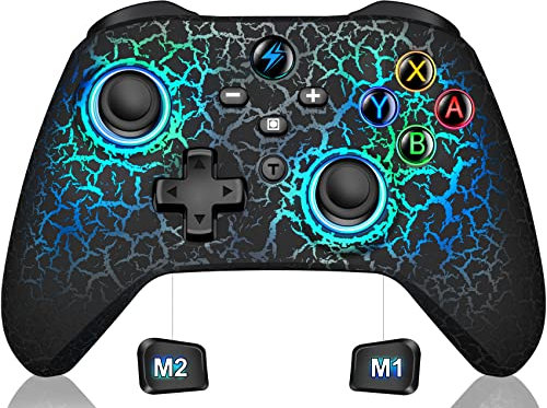 GAMSINGY Switch Controller, Wireless Controller Switch mit Präzise Bewegungssteuerung/Dual Motors Vibration/Turbo/Macro/Aufwecken Funktion, Cool RGB Controller für Switch/Lite/OLED Konsole