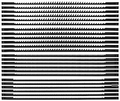 CLENEA Carbon Steel Scroll Saw Blade High Toughness Fine Cut Craft Hardness Fretsaw Blade with Pin 10/14/18/24T Woodworking