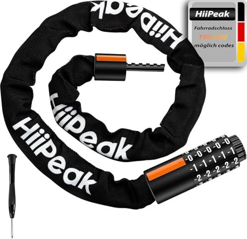 Hiipeak Catena Bici Antifurto, Lucchetto a Combinazione per Bicicletta, Protezione Antifurto per Moto