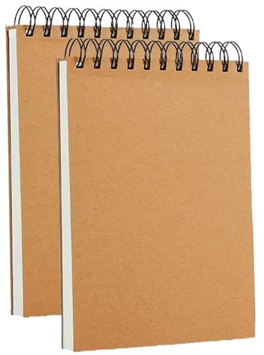 Qinsky 2Pcs Zeichenblock A4 Skizzenbuch,120 Seiten/60 Blatt Spiralbindung Skizzenblock Zeichnungs skizzenbuch Spiral-Skizzenbuch für Erwachsene Kinder Künstler