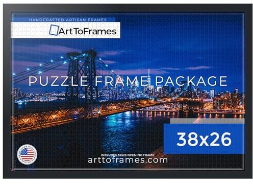ArtToFrames 38x26 INCH / 97x66 CM Black Frame for 2000 piece Puzzles.This 1.25 Inch Custom MDF Puzzle Frame is Soft Black - Comes with Economy Acrylic (Puzzle5180-38x26)