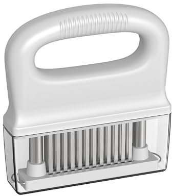 EIOLWJIEO Jeringa ablandadora de carne que Reduce el tiempo de adobo, fácil de desmontar y limpiar, ablandador de carne, herramientas de cocina de acero inoxidable, blanco