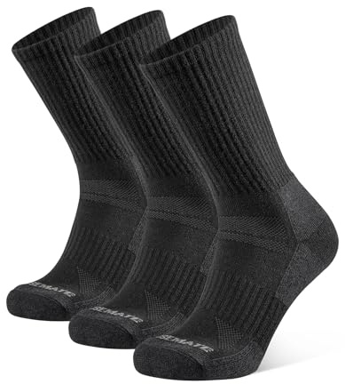CLOSEMATE Merino Socken Herren Wollsocken 39-42 43-46 Wandersocken Warme Wintersocken Gepolstert Thermosocken Laufsocken Funktionssocken Für Wanderschuhe Trekkingschuhe Schwarz Größe L