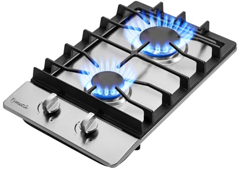 12 Inch Gas Cooktop, 2 Burners Stovetop Built-in Stainless Steel Stove Top Natural Gas/Propane Convertible Cooker for Outdoor, Apartments, RVs
