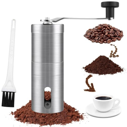 Molino de café manual externo y ajustable, 1 artículo Molinillo de café manual, Molinillo de Café Manual de Acero Inoxidable, Adecuado para Coffee Grinder para Casa, Viaje, Campin