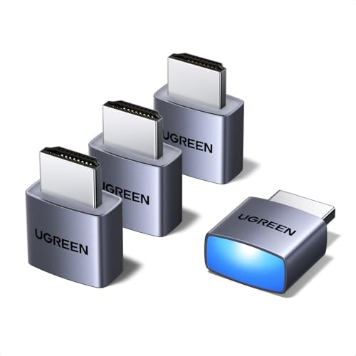UGREEN Pack de 4 HDMI Dummy Plug 4K 60Hz 1080P Emulador de Pantalla Headless Ghost EDID HDCP Compatible con MacBook Pro PC Portátil Monitor Streaming Juegos Trabajo Remoto Windows Mac OSX y Linux