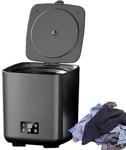 Helautomatisk tvättmaskin, 10 L mini 4-i-1 bärbara brickor med dräneringsrör, intelligent rengöring, 4 hastighetsjusteringar, LCD-pekkontroll för hem och resor