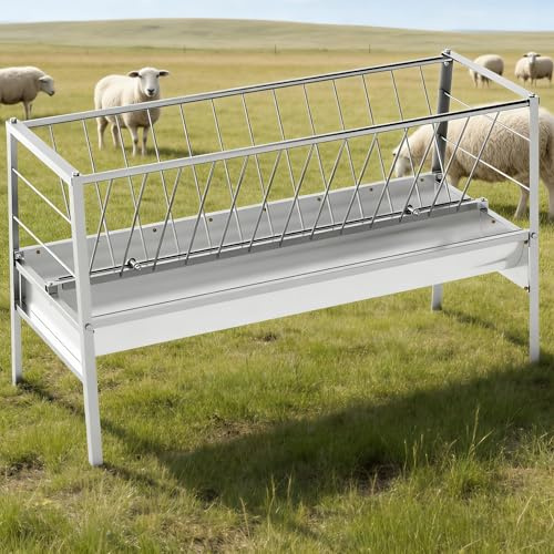 Upgraded 2 in 1 Livestock Pasture Feeder, 90 Gallon High Capacity Pasture Hay Feeder, Feed Horse Hay Feeder with Durable Frame, Hay Rack for Horses, Foal, Cows, Goats