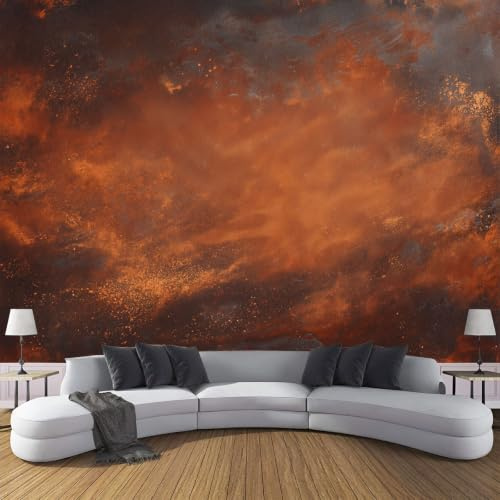 Fotomurale 200X140Cm Texture Ruggine Industriale Estetica Metallo Antico, Carta Da Parati In Tessuto Non Tessuto Per Soggiorno E Camera Da Letto Qualità Premium, Marrone Scuro (Colla Non Inclusa)