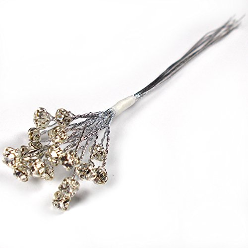 Diamante Branch - Crystal Effect Spray 4mm Diamante 14cm Wire (Clear in Silver)