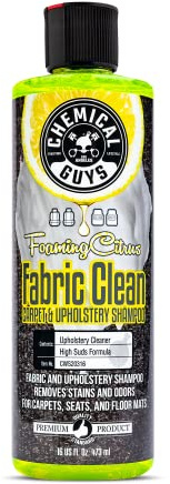 Chemical Guys Foaming Citrus Fabric Clean, Carpet and Upholstery Cleaner - Car Carpet Cleaner for Seats, and Floor Mats, Safe for Home, Office & More, Citrus Scent - 16 oz