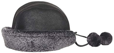 Hollert Lammfellmütze MARIA Damen Wintermütze Merino Fellmütze Ledermütze Farbe Anthrazit