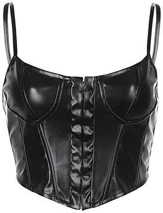 Geagodelia Sexy Korsett Damen Corset Top Y2k Corsage Korsage Frauen Bustier Vollbrust Unterbrust Shapewear Slim Body Leder Shapewear Push Up Mieder Clubwear (Schwarz, M)