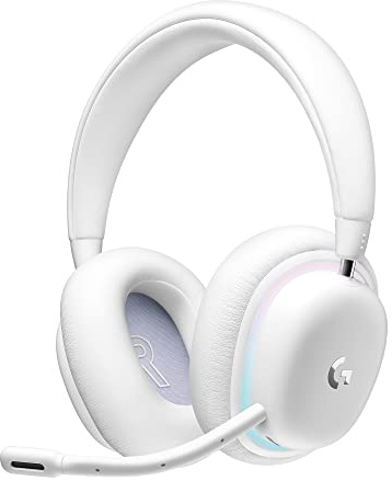 Logitech G735 Wireless Gaming Headset, Customizable LIGHTSYNC RGB Lighting, Bluetooth, 3.5 MM Aux Compatible with PC, Mobile Devices, Detachable Mic - White Mist