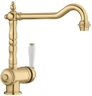 BLANCO TRADON | Küchenarmatur in satin gold | Hochdruck | Rückflussverhinderer | Keramik Kartusche | Gesicherte Wasserqualität & wassersparend | [15x29,4x27,5 cm]