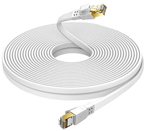 Ercielook Lan Kabel 20m, Hochgeschwindigkeits-Cat8-Netzwerkkabel für den Außen- und Innenbereich, 40 Gbit/s, 2000 MHz mit vergoldetem RJ45-Stecker, wetterfest, UV-beständig für Router/Gaming/Modem