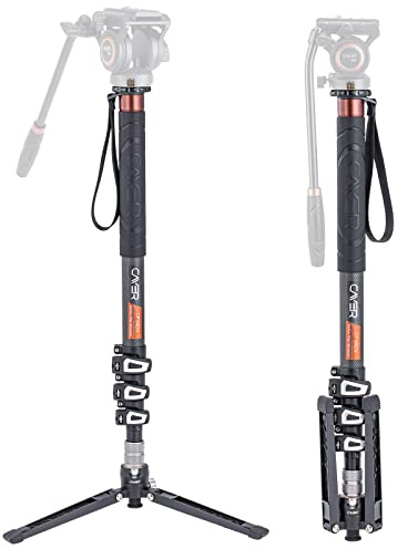 Cayer Carbon Fiber Monopod Leg, 68 Inch Camera Telescopic Video Monopod Tube with Feet, Compatible for DSLR Cameras and Camcorders
