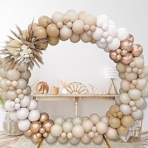 152Pcs Beige Luftballon Girlande, Nude Weiß Aprikosen Rose Gold Ballons, Ballongirlande Beige Deko für Hochzeit, Verlobung, Baby Shower Deko, Geburtstag, Boho Party Dekoration