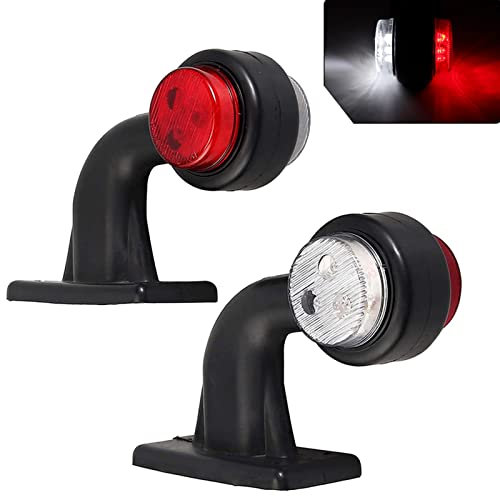 AUTOXBERT 2pcs Ellbogen Begrenzungsleuchten Positionsleuchten 12-30V Markierungsleuchten Wasserdichte LED Seitenmarkierungsleuchten Doppelseitiges Warnlicht Weiß/rot Für LKW PKW KFZ Anhänger