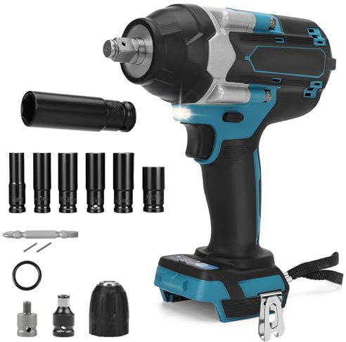 DriSubt 1000N.M Akku Drehschlagschrauber für Makita Batterien 18V,1/2 Zoll Elektro Schlagschrauber, Elektroschrauber (Akku und Ladegerät nicht im Lieferumfang enthalten) (1000NM)