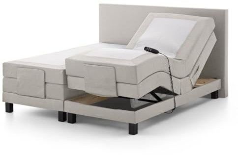 UNIVANDO Boxspringbett 180x200 elektrisch verstellbar mit Motor - 7 Zonen Taschenfederkernmatratze - TFK Härtegrad H2 - H3 Wendematratze - Boxspringbett mit verstellbarem Kopf-& Fußteil (beige)