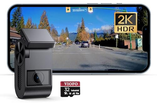 VIOFO VS1 2K Mini Dash Cam Vorne STARVIS 2 Sensor,32 GB Karte eingebaut, 5GHz Wi-Fi, Sprachsteuerung, 2560 x 1440P Dash Camera für Auto, GPS Eingebaut, HDR Autokamera, Sprachausgabe, Parküberwachung